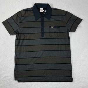 DIESEL 55DSL Polo Shirt Striped Gray Y2K Streetwear Cotton Men's Size XL VTG NWT